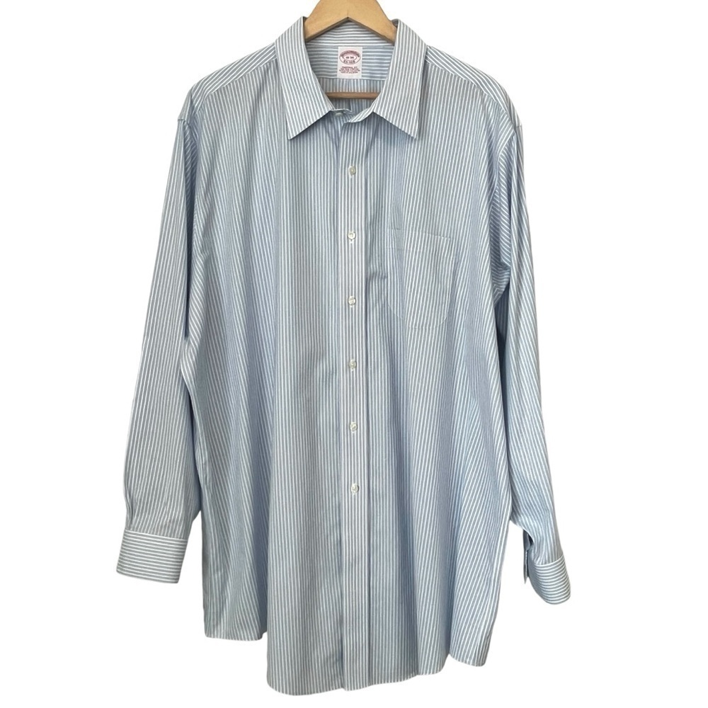 Brooks Brothers Traditional Fit Non-Iron Stretch Mens Dress Shirt Sz 18 - 34